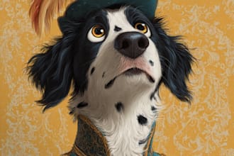 create disney style pet portraits in 24 hours
