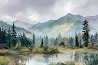 paint realistic landscape watercolor painting illustration