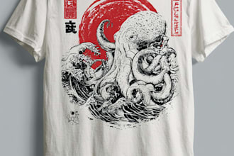 do a japanese t shirt illustration