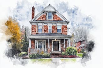 paint watercolor house portrait