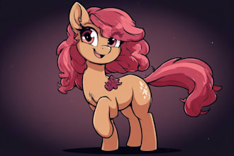 illustrate custom cartoon pony oc characters for you