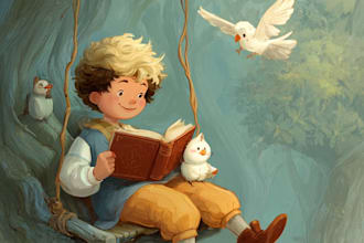draw whimsical children storybook illustration and KDP cover