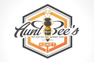 design a modern organic honey brand logo and label