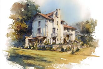 draw a awesome watercolor wedding venue art