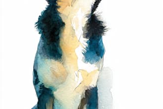 paint a watercolor portrait, cat, dog, pet portrait illustration