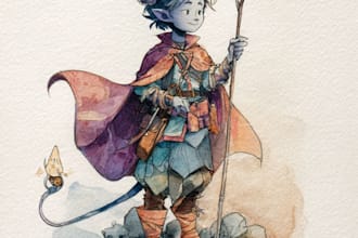 paint dnd character, watercolor character