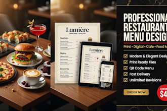 design professional restaurant cafe food menu for print and digital