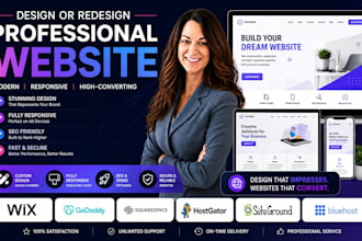 design or redesign wix godaddy squarespace hostgator sitegroun bluehost website