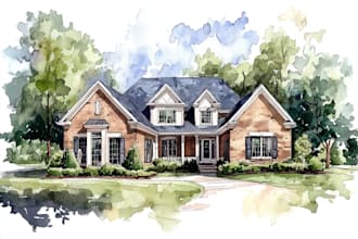watercolor a house portrait