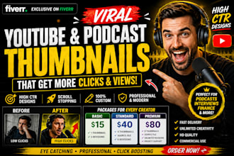 design viral youtube podcast thumbnails that increase CTR and views