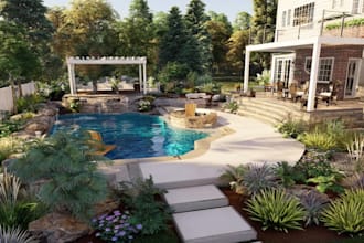 create realistic 3d backyard landscape design and rendering