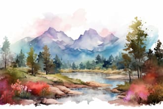 draw watercolor landscape art