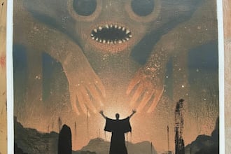 create dark fantasy horror art for album covers and posters