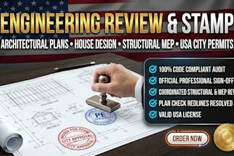 review stamp architectural engineering drawing house, floor plan mep USA permit