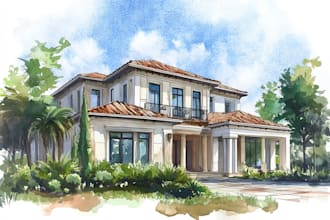 make watercolor house portrait