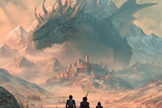 book cover design, fantasy book cover illustration