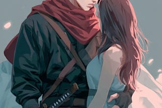 draw you as chibi anime cartoon couple