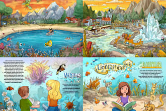illustrate creative childrens book pages with storytelling