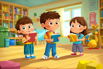 draw children book illustration and storybook cover