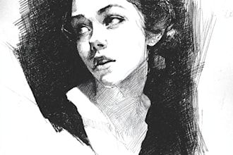 draw detailed black and white illustratio