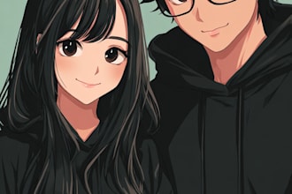 draw your couple, fanart, canon and photo with anime style