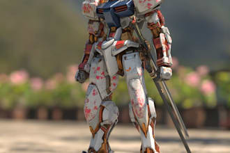 draw mecha robot,armor,gundam in anime or realism style