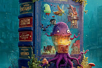 create unique cartoon book covers for children and authors