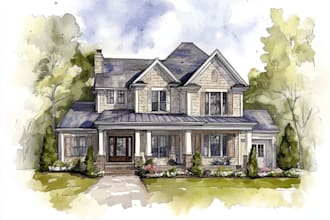 watercolor a house portrait