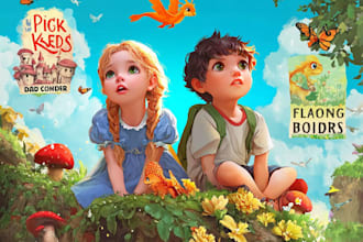 draw creative children book illustrations for storytelling