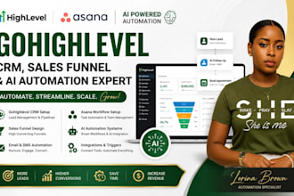 setup gohighlevel CRM sales funnel asana workflow and ai automation sales funnel