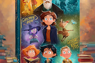 create amazing cartoon book covers for kids and story