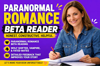 be your beta reader for paranormal romance and wolf shifter romance beta reading