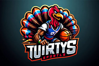 design creative turkey gunners mascot sport logo for you in just 1 day