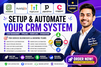 setup jobber hubspot gohighlevel pipedrive and copper crm automation for busines