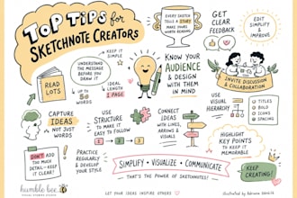 create sketchnote, visual notes, infographic and hand drawn summaries