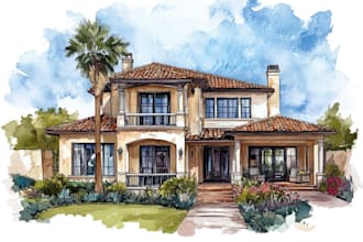 watercolor a house portrait