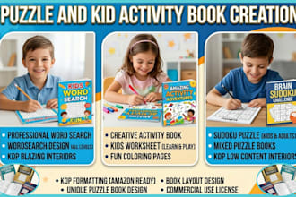 make word search puzzle book, sudoku, crossword, puzzle activity book for KDP