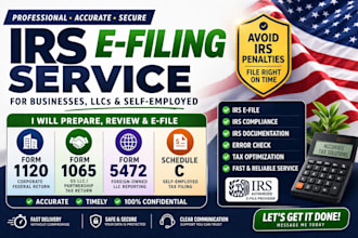 e file irs form 1120 1065 5472 schedule c and ensure irs compliance