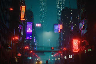 create a scifi art and futuristic cyberpunk city