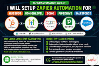 setup zapier automation for hubspot gohighlevel zoho pipedrive salesforce
