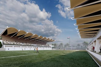 redesign 3d sport complex, golf course, outdoor kart, motorsport, gaming arena