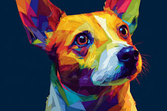 do colorful pop art portraits of pets and animals