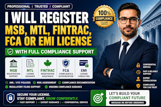 register mbs, mtl, fintra fca or emi license with full aml compliant support