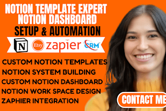 create notion template, dashboard, automation, CRM, notion website notion expert