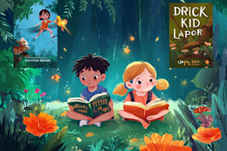 create a magical childrens book cover