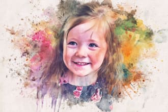 watercolor portrait painting, photo to watercolor portrait