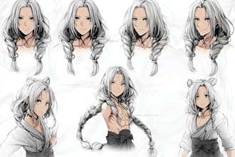 create anime character sheet and reference design