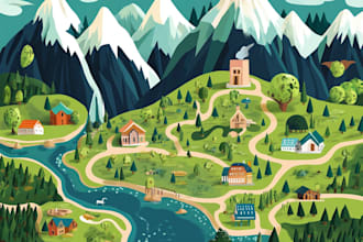 illustrate a custom vector  map, campground site