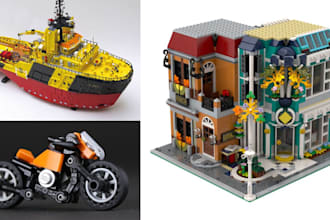 do lego digital bike, car, house, ship, toys, minifigure with functioning parts