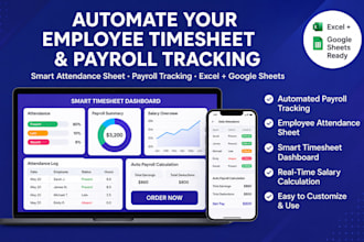 an automated employee timesheet, attendance, schedule, payroll tracker